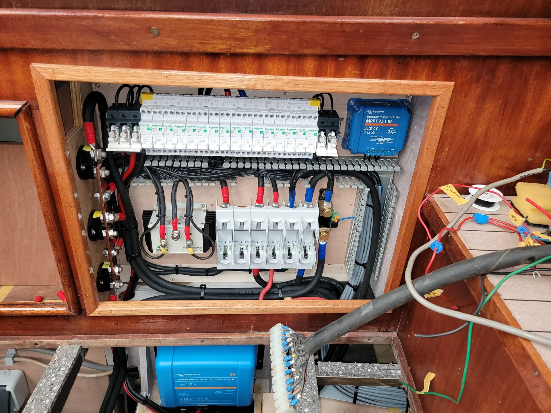 Acculader en 24 volt paneel